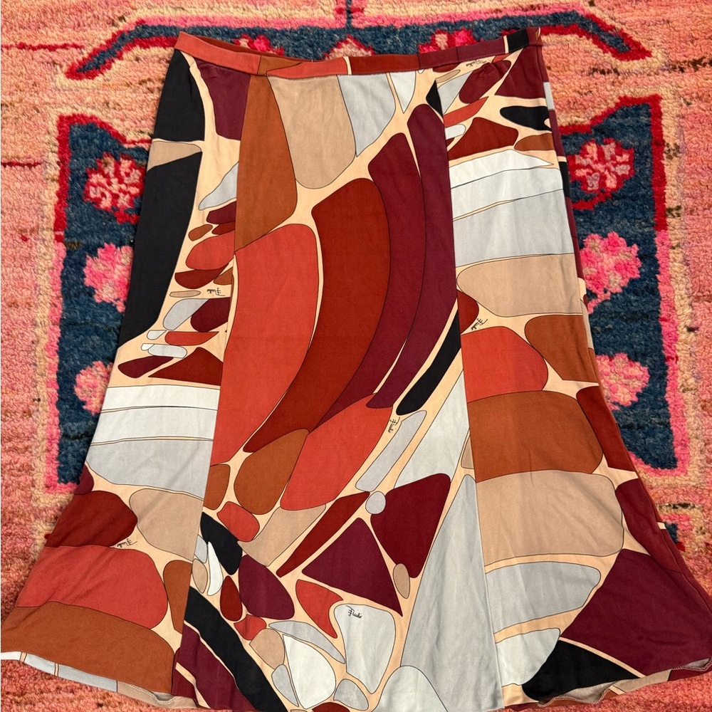 Emilio Pucci Multicolor Abstract A-Line Skirt